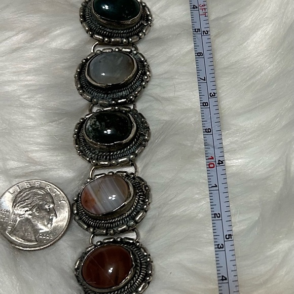 Elegant Silver and Multicolor Gemstone Bracelet - Picture 8 of 8